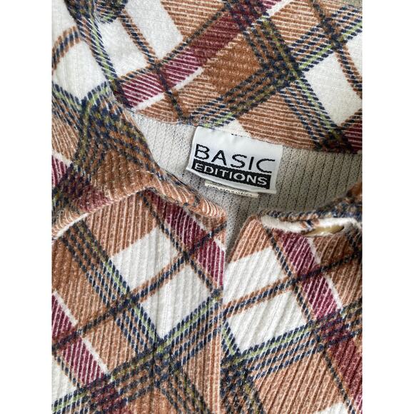 90's vintage plaid button up long sleeve collared blouse MEDIUM basic editions - Picture 7 of 7